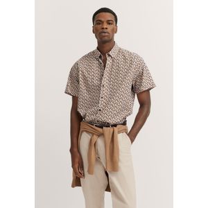 Bugatti - Overhemd - 60/Taupe - Korte Mouwen - Modern Fit - 100% Katoen