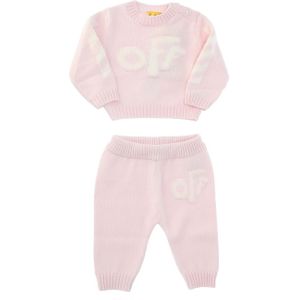 Gebreide meisjesset in roze-wit voor baby's Off White