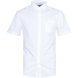 Farah wit overhemd met korte mouwen en knopen en normale pasvorm