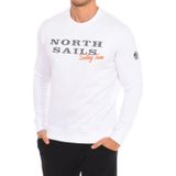 North Sails - Geribbelde Ronde Hals Sweater - Wit - Heren