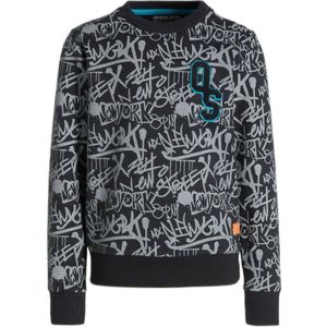 Orange Stars sweater met all over print zwart/grijs