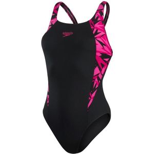 Speedo Dames/Dames Boom Muscleback Logo Eéndelig Zwempak (Zwart/roze)