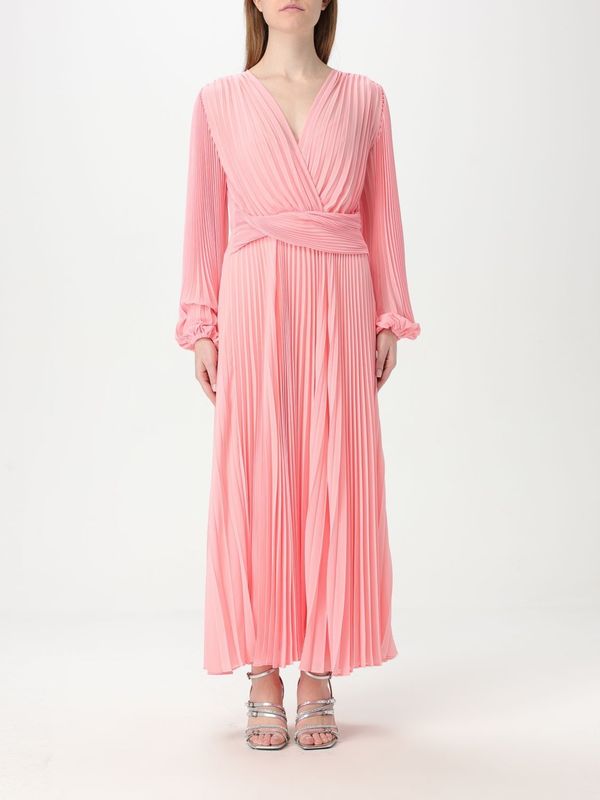 Twinset - Jurk - Rosa - 7/8 Lengte - V-hals - Gedrapeerd