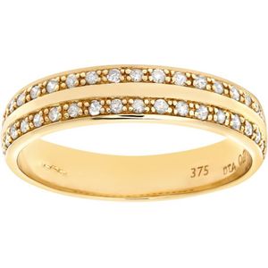 9ct geelgouden 0,20 ct diamanten dubbele rij pavé gezette eeuwigheidsring