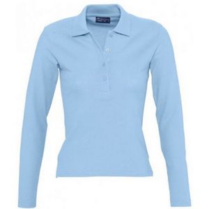 SOLS Dames/dames Podium Lange Mouw Pique Katoenen Polo Shirt (Hemelsblauw)