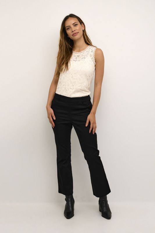 Blouse - Bloemenprint - Mouwloos - Slanke Pasvorm - Kant