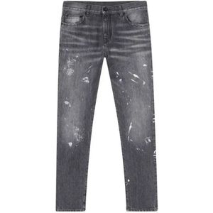 Jeans - Gebroken Wit - Diag Outline Paint Vintage - Grijze Jeans