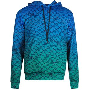 Sporthoodie - Gebroken Wit - All-over Pauwblauw - Lange Mouwen - Verstelbare Capuchon