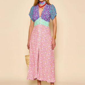 Dames RIXO Novara Midi Dress in Multi kleur