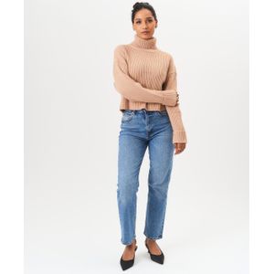 Grofgebreide crop-trui met hoge hals