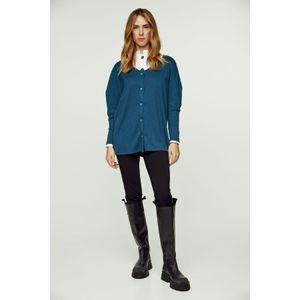 Cardigan - Petroleumblauw - Oversized - Knoopsluiting