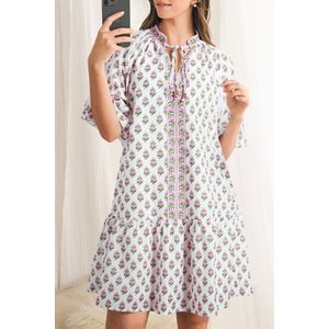 Bloemenprint Mini Jurk met Gelaagd Zoom