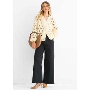Crème Hollow Chunky Gebreide Cardigan