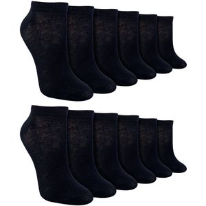 12 Paar Multipack Kinder Bamboe Trainer Sokken | Jongens Liner Sokken Ankle Wit - Zwart - Maat 27 - 29