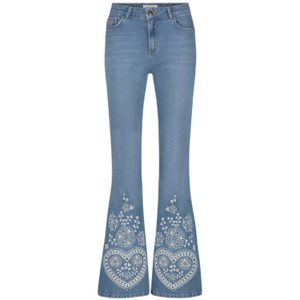Fabienne Chapot Flared Jeans Eva Extra Flare Met Borduursels Blauw - Maat 30/32