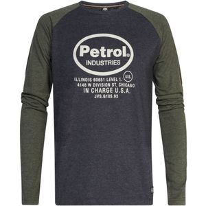 Petrol Industries - Heren Artwork T-shirt Lange Mouwen Menasha - Zwart
