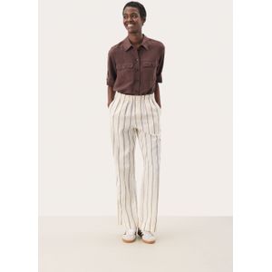 Part Two - Eggnog And Brown Stripe - Broek - Bruin - Linnen-Katoenmix