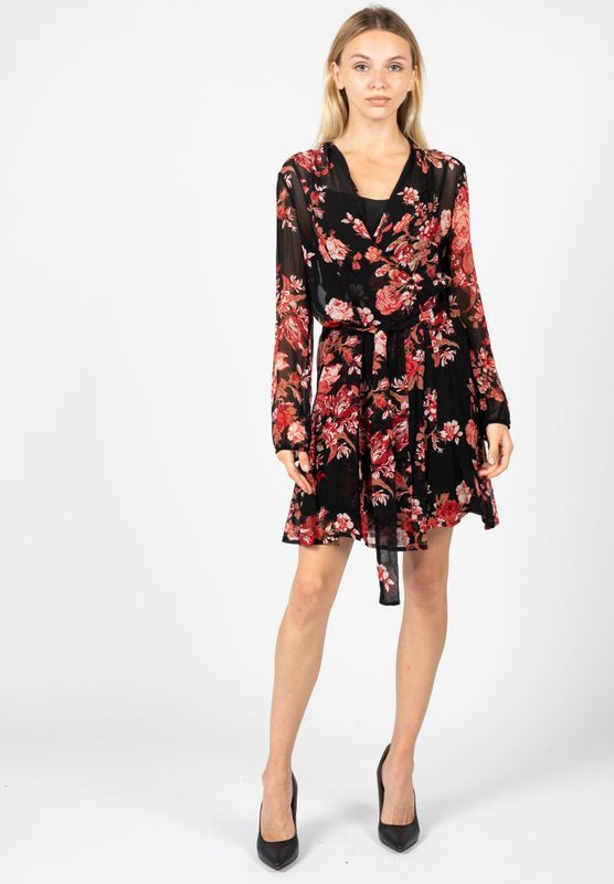 Pinko - Wikkeljurk - Rood - Hoogwaardige Stof - Knoopsluiting in Taille