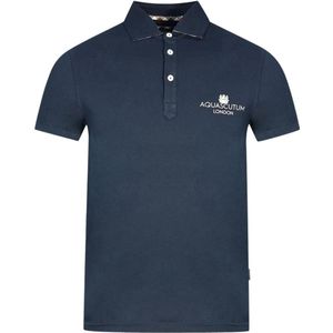 Aquascutum - Poloshirt - Marineblauw - Korte Mouwen - Stretch Pasvorm