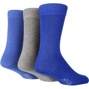 Wild Feet - Set van 3 bamboesokken voor heren | Vlak - Blauw Grijs