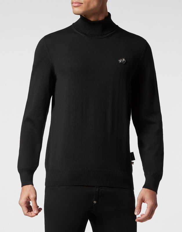 Philipp Plein - Wool Turtleneck LS Basic - Coltrui - Zwart