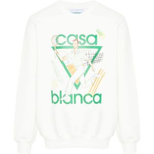 Casablanca Le Jeu Bedrukt Katoenen Sweatshirt In Wit - Maat M