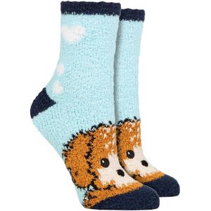 Wildfeet - Dames 2 Paar Lounge Sokken in Geschenkdoos | Warm Fleece Slaap Sokken - Hond