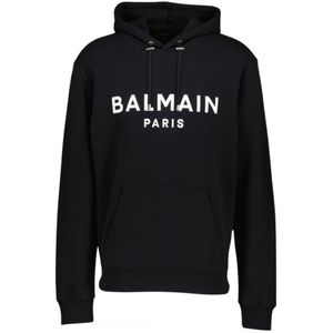 Balmain Paris witte klassieke logo zwarte hoodie