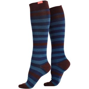 Brede katoenen 20-30 mmhg gegradueerde compressiesokken - Blauw & Kastanjebruin