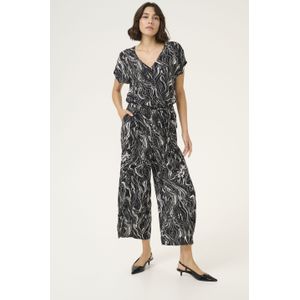Kaffe - Jumpsuit - Zwart - Met Grafische Print en Wijde Pijpen