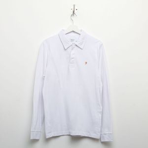 Men's Farah Haslam Long Sleeve Polo Shirt in White
