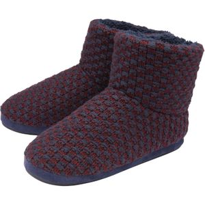 DUNLOP - Heren Fuzzy Sherpa Geheugenfoam Slippers (8, Marineblauw/Bordeaux)