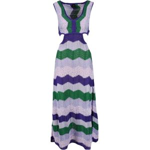 Gebreide Gestreepte Uitgesneden Maxi Jurk