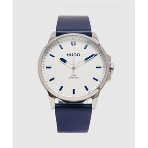 Accessoires Hugo Boss First Horloge met Leren Band in Navy-Wit