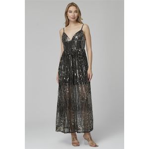 Lange Metallic Pailletten Jurk