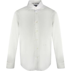 Aquascutum - Overhemd - Wit - Geborduurd Merklogo - Lange Mouwen - 100% Katoen