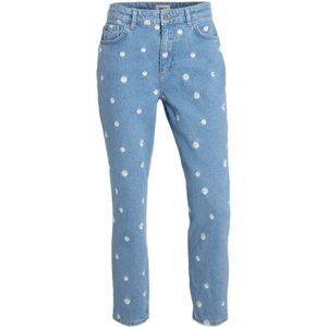 ONLY Gebloemde High Waist Mom Jeans ONLJAGGER Light Blue Denim - Maat 28/28