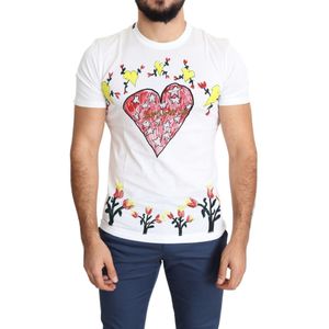 Dolce & Gabbana Wit Sint Valentijn Bedrukt Katoenen Heren T-shirt - Maat L