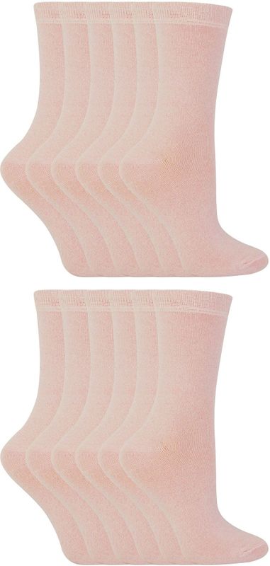 12 paar katoenen effen kleurrijke casual kindersokken - Lichtroze