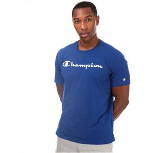 Champion T-shirt Met Ronde Hals Voor Heren, Blauw - Maat S