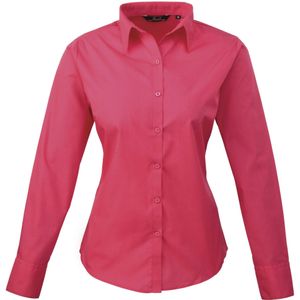 Premier Dames/Dames Popeline Blouse met Lange Mouwen (Heet Roze)