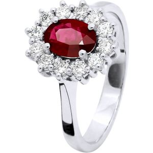 Marquise Ring RUBY 0,95 Cts Diamond 0,36 Cts White Gold 18 Karaat
