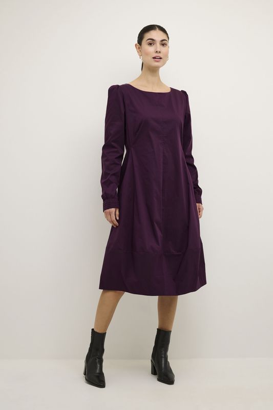 CULTURE - Antoinett - Jurk - Aubergine - 3/4 Lengte - Lange Mouw