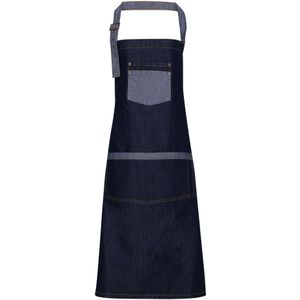 Premier Unisex Domein Contrast Denim Bib Schort (Indigo Denim)
