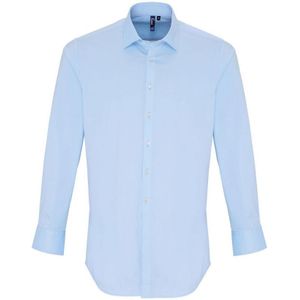 Premier Popeline stretch overhemd met lange mouwen voor volwassenen (Lichtblauw)