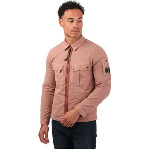 Men's C.P. Company Flatt Nylon Lens Overshirt in Pink