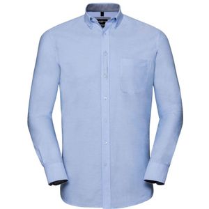 Russell Collection Heren Oxford Getailleerd Overhemd met Lange Mouwen (Oxford Blue/Oxford Navy)