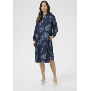 CULTURE - Jurk 'Alexa' - Navy - Knielengte - Lange Mouw