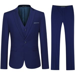 Rivierablauw slim-fit 3-delig pak