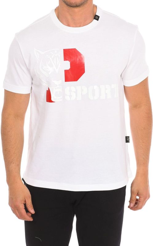 Plein Sport - Tops - Wit - Katoen - Korte Mouw T-shirt met Merkprint
